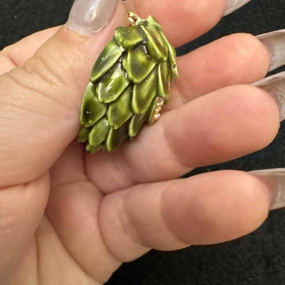 HAR brooch ARTICHOKE enamel pin vintage jewelry seeded pearls Pin 50s Signed
